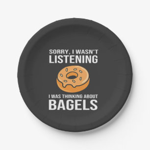 Sorry I Was thinking about Bagels Jewish Hanukkah Paper Plates