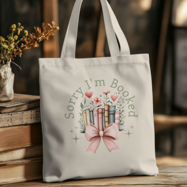 Sorry I'm Booked Cute Coquette Tote Bag (Creator Uploaded)