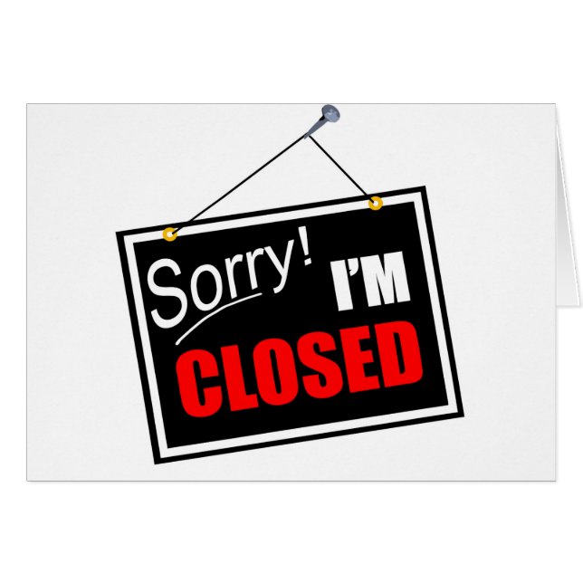 Sorry! I'm Closed Red, White, and Black Sign Cards (Front Horizontal)