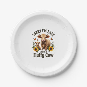 Sorry Im Late I Saw A Fluffy Cow Vintage Highland Paper Plates