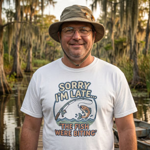 Sorry I'm Late The Fish Were Biting Father's Day  T-Shirt