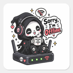 Sorry I'm offline introvert gamer humor Square Sticker