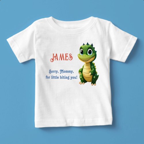 Sorry Mommy for little biting you Custom Name Baby T_Shirt