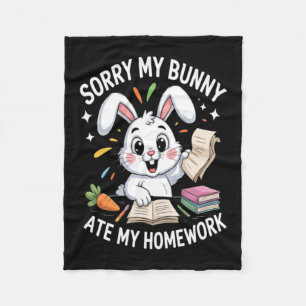 Sorry My Bunny Ate My Homework School Fleece Blanket