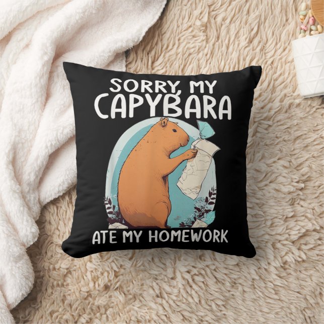 Sorry My Capybara Ate My Homework Funny Throw Pillow (Blanket)