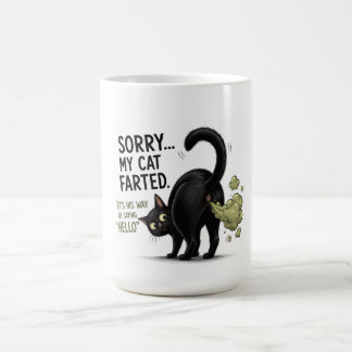 Sorry My Cat Farted Funny Black Cat Humor Coffee Mug