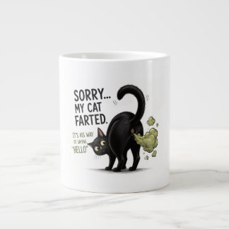 Sorry My Cat Farted Funny Black Cat Humor Giant Coffee Mug