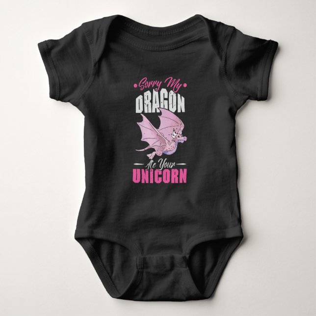 Sorry My Dragon Ate Your Unicorn Baby Bodysuit (Front)