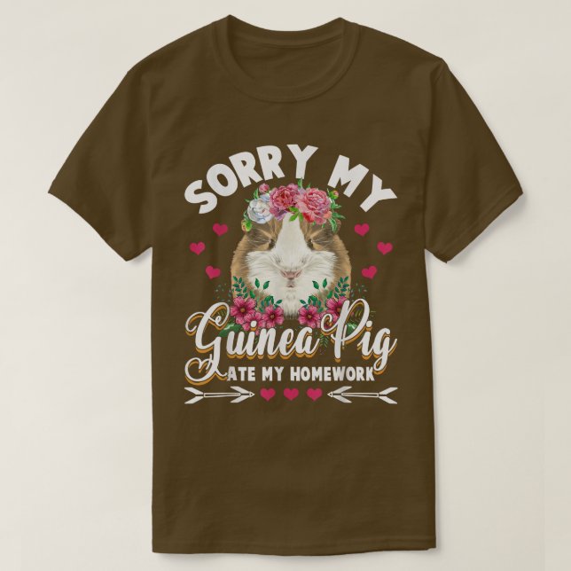 Sorry My Guinea Pig Ate My Homework Kids Student G T-Shirt (Design Front)