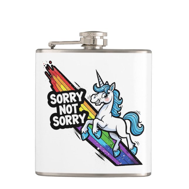 Sorry not Sorry Unicorn Flask (Front)