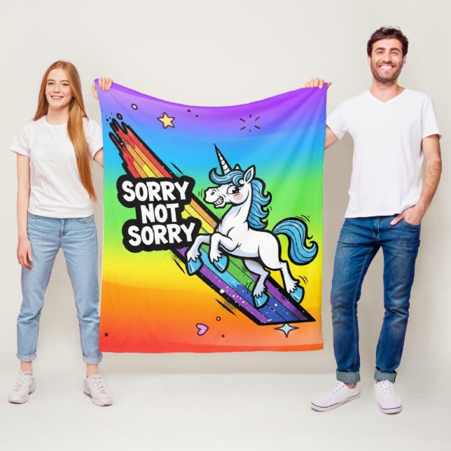 Sorry Not Sorry Unicorn Fleece Blanket (In Situ)