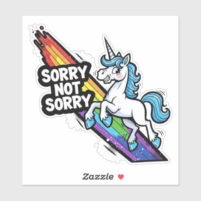 Sorry Not Sorry Unicorn Vinyl Sticker (Sheet)