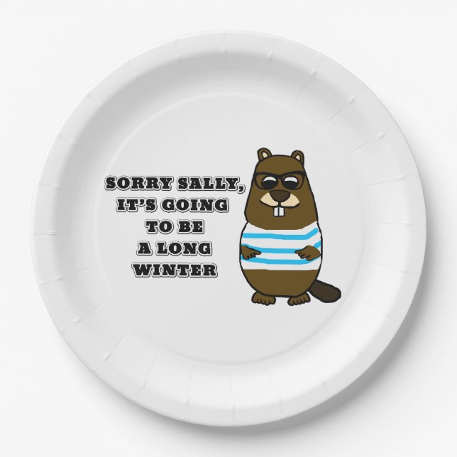 Sorry Sally, Long Winter Paper Plates (Front)