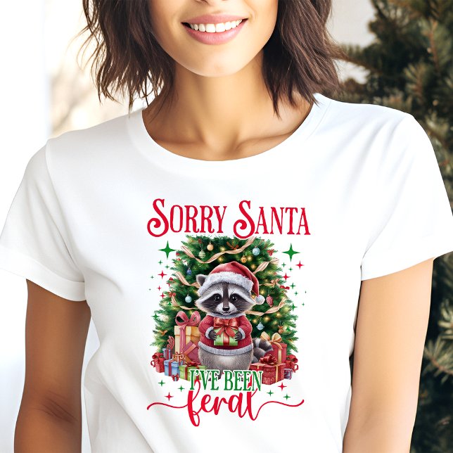 Sorry Santa Feral Raccoon Christmas Tri-Blend Shirt (Creator Uploaded)
