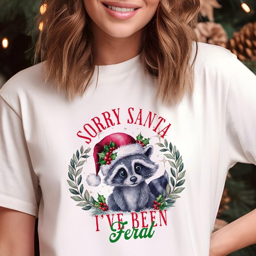 Sorry Santa Feral Raccoon Funny Christmas Tri-Blend Shirt