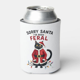 Sorry Santa I've Been Feral Black Cat Christmas Fu Can Cooler