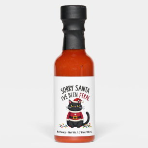 Sorry Santa I've Been Feral Black Cat Christmas Fu Hot Sauces