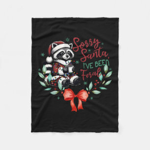 Sorry Santa I've Been Feral Christmas Raccoon Coff Fleece Blanket