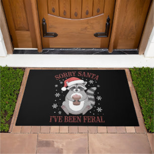 Sorry Santa I've Been Feral Christmas Raccoon Doormat