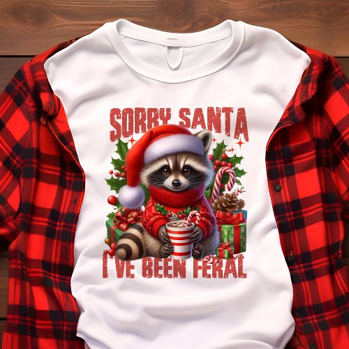 Sorry Santa I'Ve Been Feral Cute Raccoon Christmas Tri-Blend Shirt