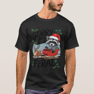 Sorry Santa I've Been Feral Raccoon Xmas Lights Re T-Shirt
