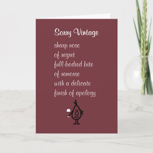 Sorry Vintage _ a funny poem of apology Card