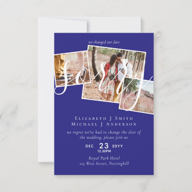 SORRY! Wedding Postponement Change of Date PHOTO (Front)