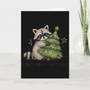 Sorta Merry Sorta Feral Funny Xmas Raccoon Cute An Card