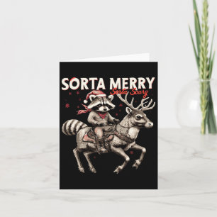 Sorta Merry Sorta Scary Christmas Funny Raccoon Ri Card