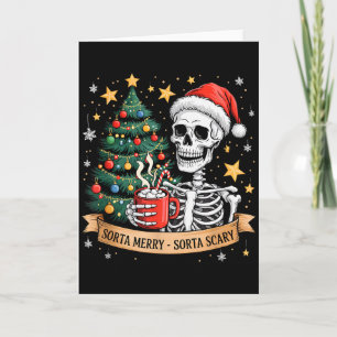 Sorta Merry Sorta Scary Retro Skeleton Hot Cocoa C Card