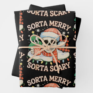 Sorta Merry Sorta Scary Skeleton Christmas Xmas Wrapping Paper Sheets