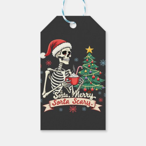 Sorta Merry Sorta Scary Spooky Skeleton Xmas  Gift Tags