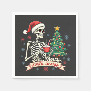 Sorta Merry Sorta Scary Spooky Skeleton Xmas  Napkins