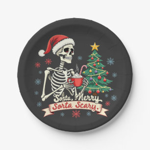 Sorta Merry Sorta Scary Spooky Skeleton Xmas Paper Plates