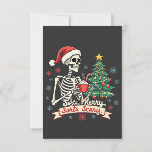 Sorta Merry Sorta Scary Spooky Skeleton Xmas Thank You Card