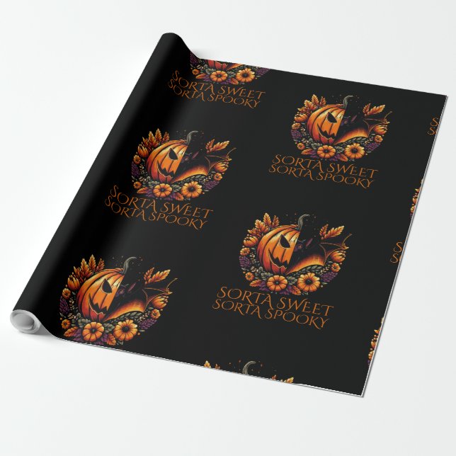 Sorta Sweet Sorta Spooky Wrapping Paper (Unrolled)
