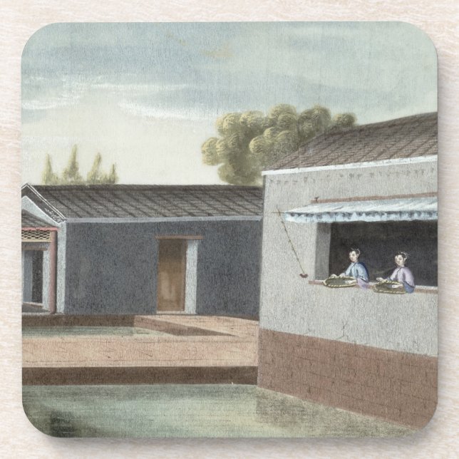 Sorting tea (w/c on paper) 2 beverage coaster (Front)