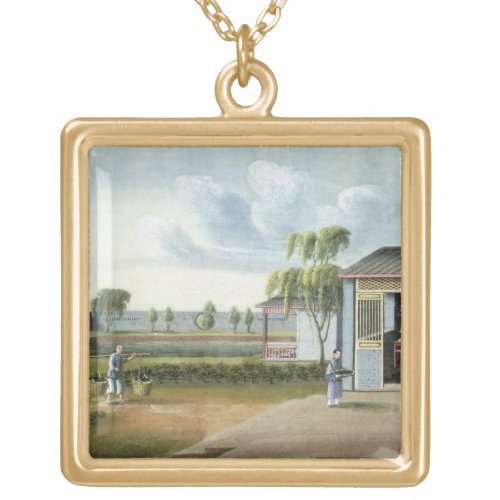Sorting tea wc on paper gold plated necklace