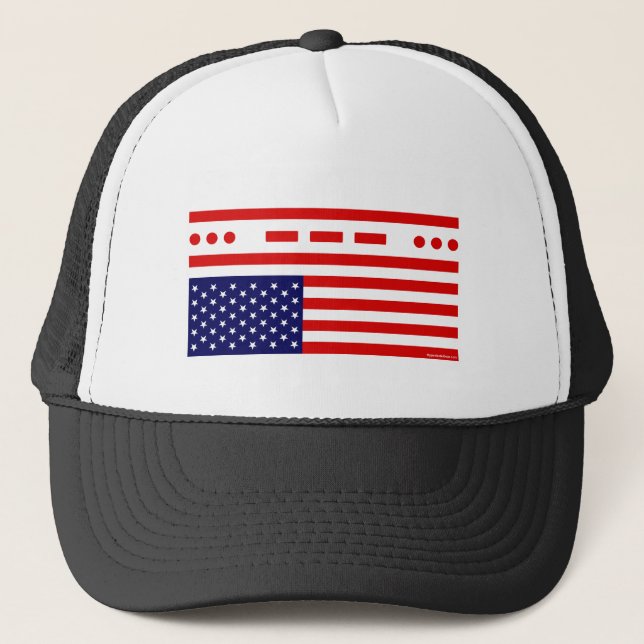 SOS Distress American Flag Trucker Hat (Front)