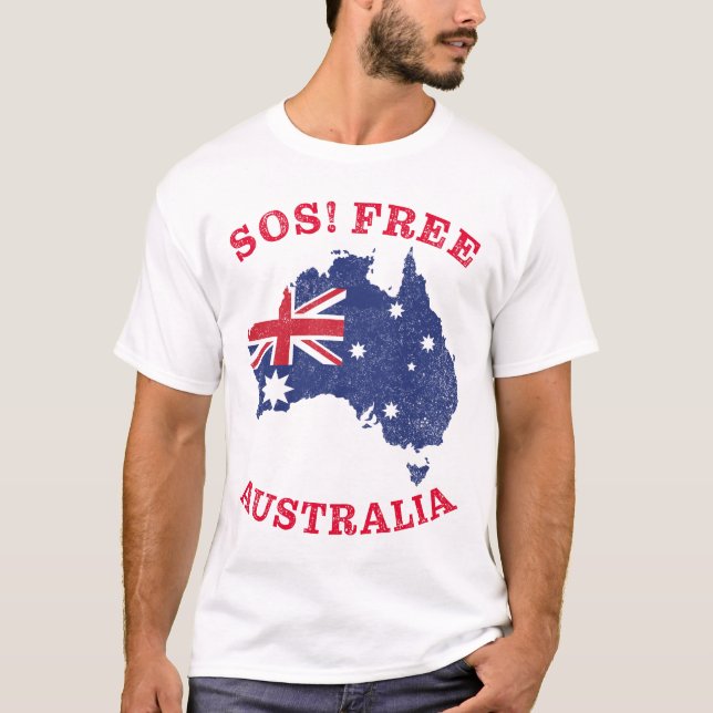 SOS! Free Australia – Freedom & Rights Australian  T-Shirt (Front)