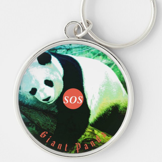 SOS Giant Panda Porte-clés rond premium - grand Keychain (Front)