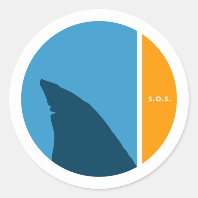 SOS save our seas save our sharks circles Classic Round Sticker (Front)
