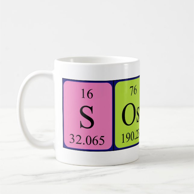 Soshi periodic table name mug (Left)