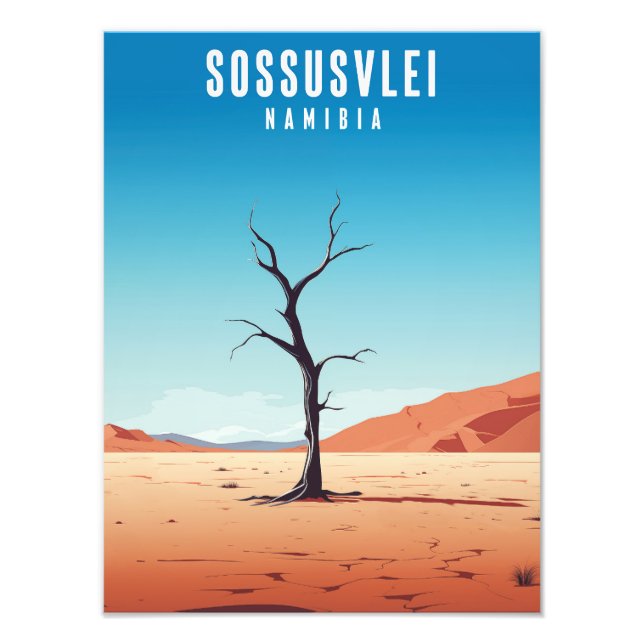 Sossusvlei Namibia - Vintage Poster - Illustration (Front)