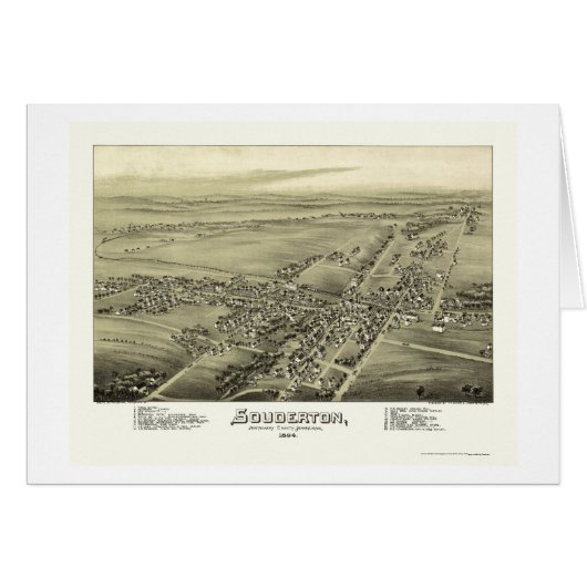 Souderton, PA Panoramic Map - 1894 Cards (Front Horizontal)