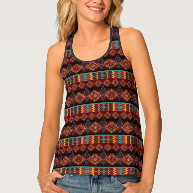 Souhwestern ehnic  geometric pattern       tank top (Front)