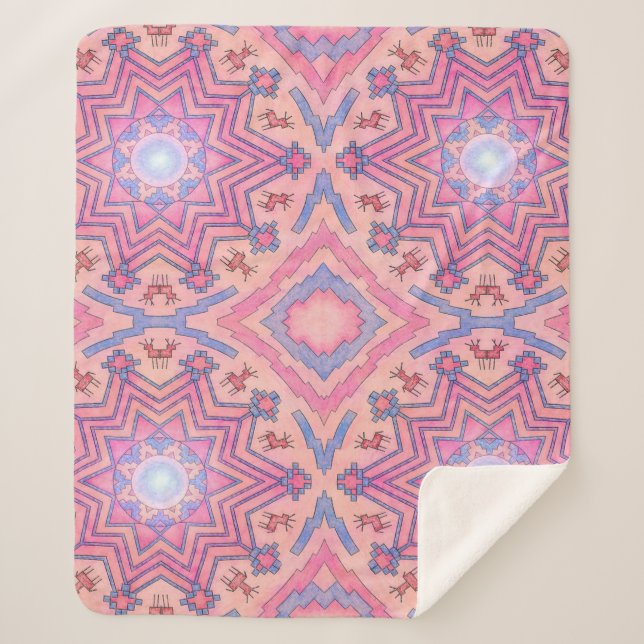 Soul Circle - Folklore Mandala of Inner Peace Sherpa Blanket (Front)