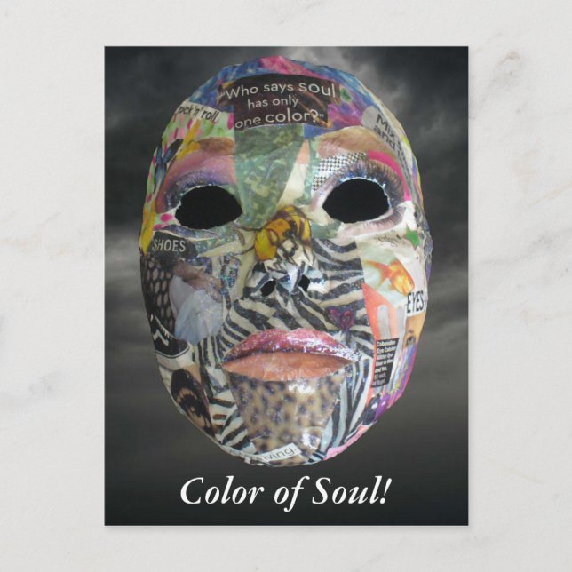 Soul Comes In All Colors Mask Postcard (Front)