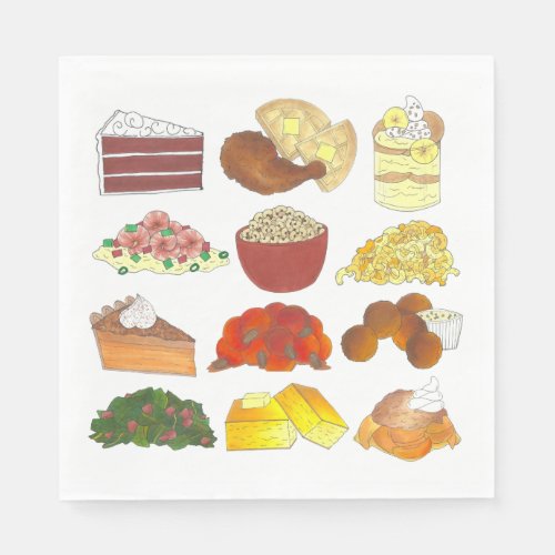 Soul Food Favorites Foodie Southern Brunch Lunch Napkins