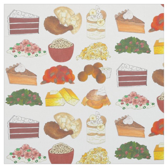 Soul Food Favorites Foodie Southern Cuisine Fabric (Swatch)
